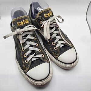 Converse All Star Unisex Low Top Grey Yellow Stitch Sneakers Mens 8 Womens 10